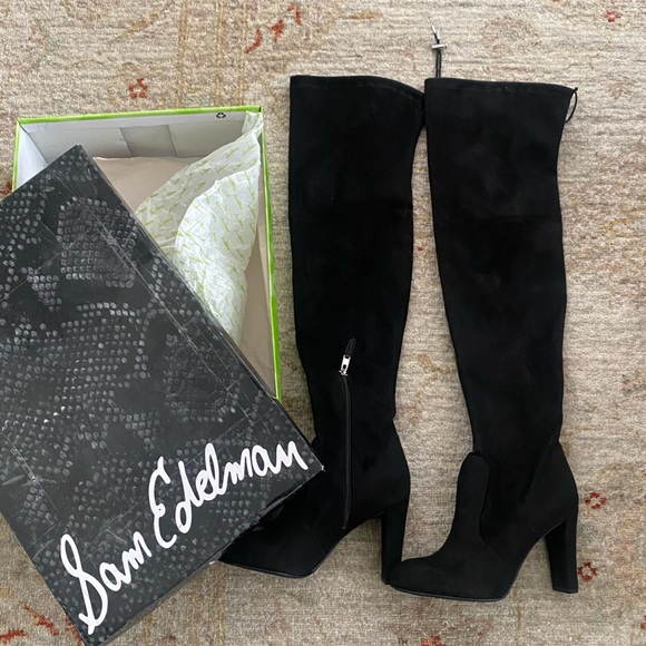 New Sam Edelman Women's Kent Black Suede Boot Size 7.5 - Picture 4 of 5